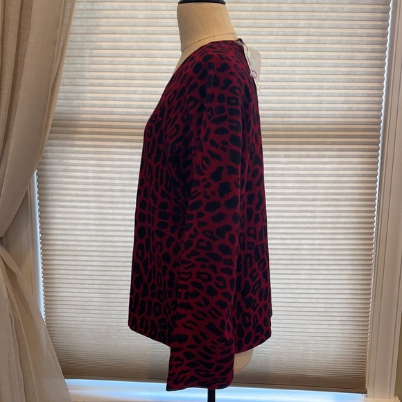 INC International Concepts Red and Black V-Neck Sweater - Picture 4 of 7